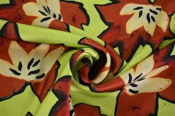 Blousestof satijn – Tomyprint lime