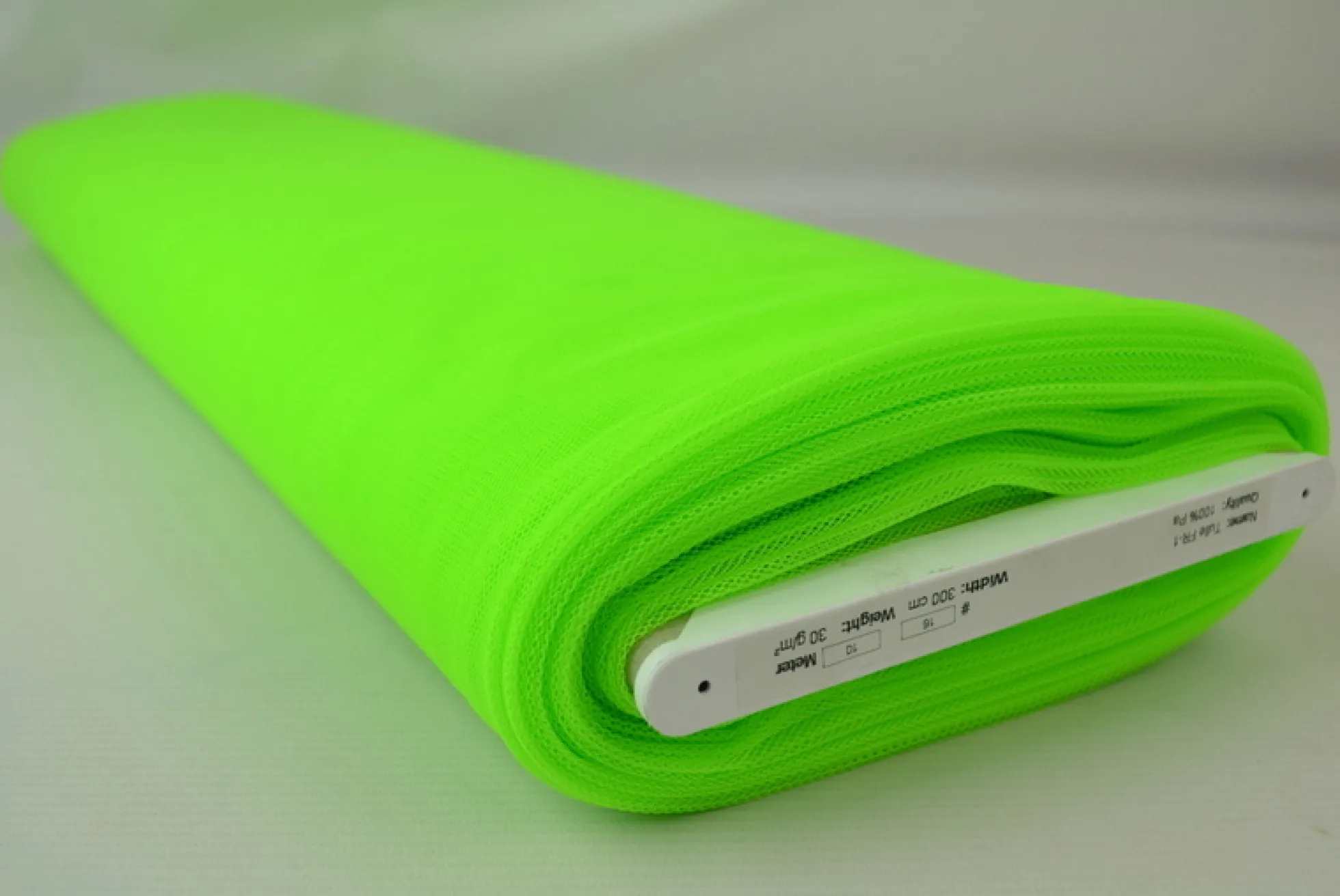 Brandvertragende tule – Fluor groen 300cm breed