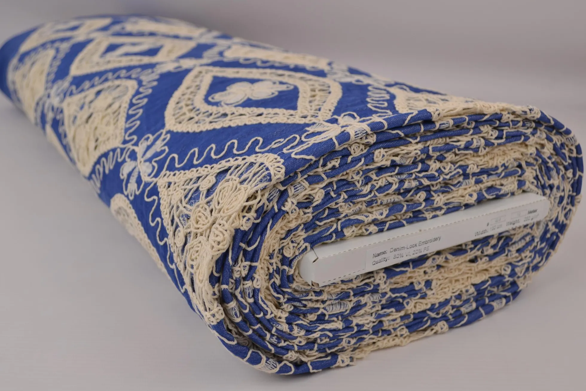 Broderie jeanslook – Blue vintage floral