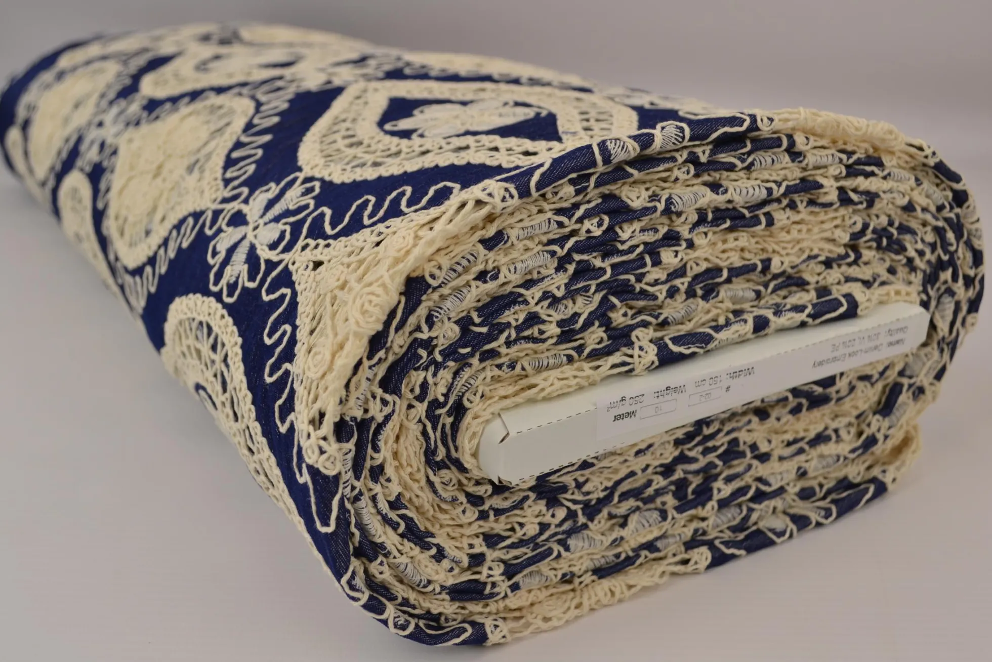 Broderie jeanslook – Dark blue vintage floral
