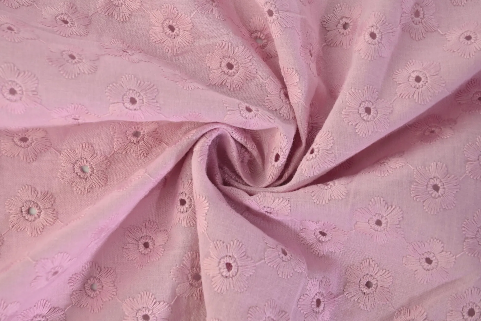 Broderie katoen – Daisy blush