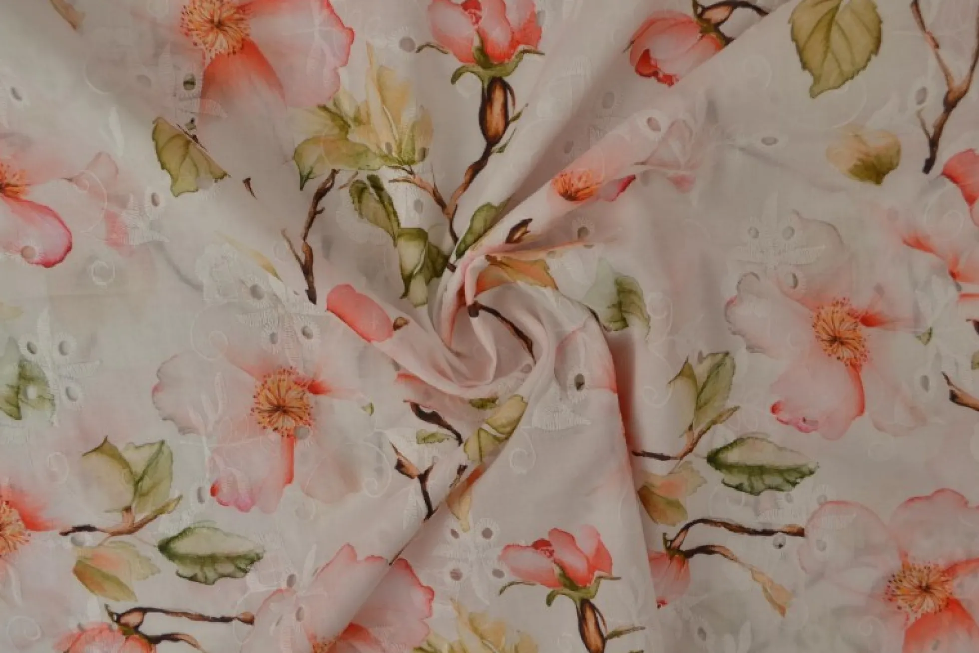 Broderie katoen – Peach blossom dream