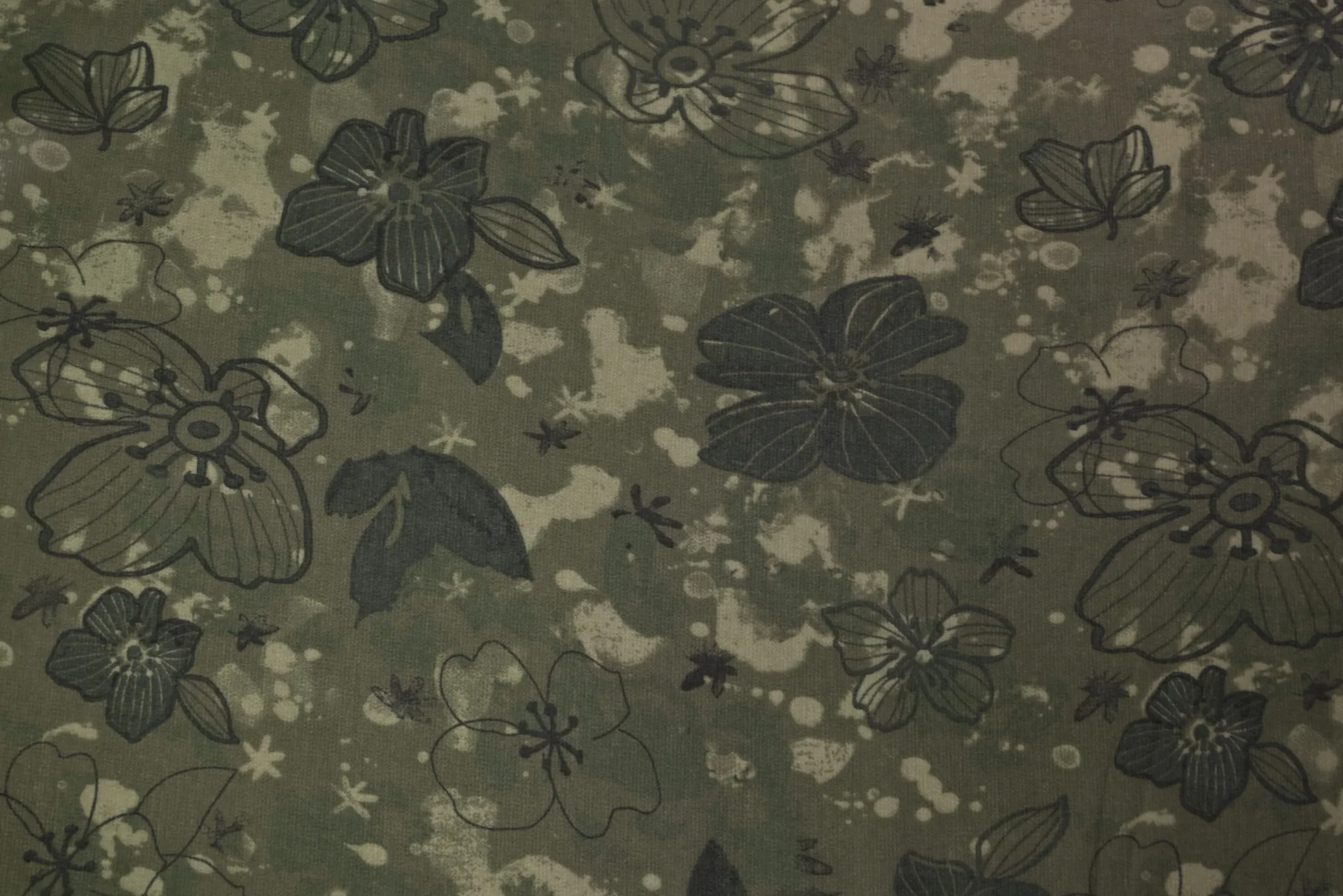 Chiffon – Dark mossy green floral
