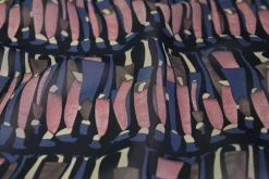 Chiffon – Graphic stripes navy & old pink