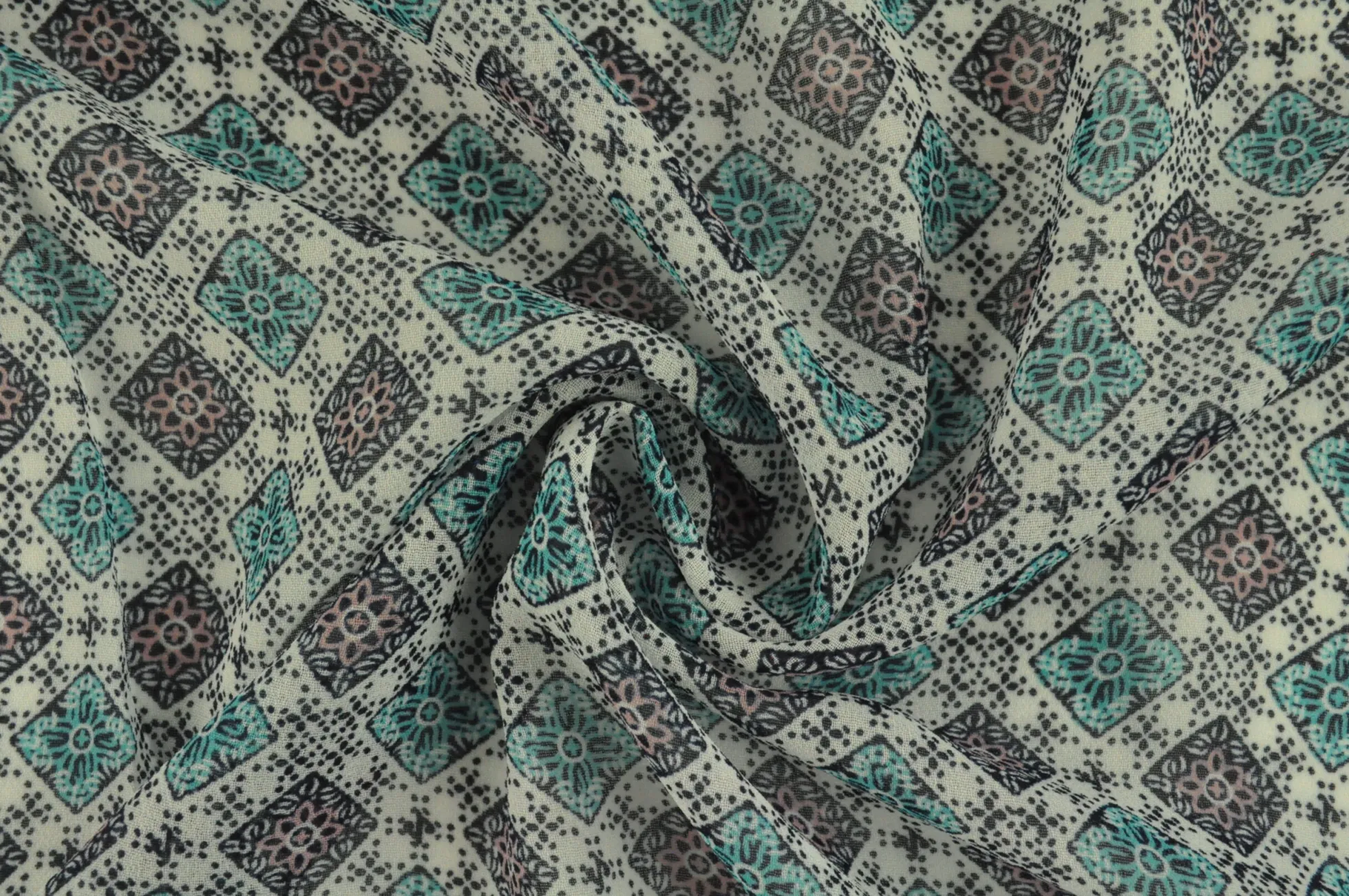 Chiffon – Turquoise & old pink mosaic