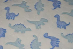 Coral fleece – Blue dino on offwhite