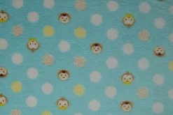 Coral Fleece – Monkey dots on aqua