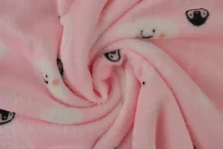Coral Fleece – Pinguin & clouds on pink