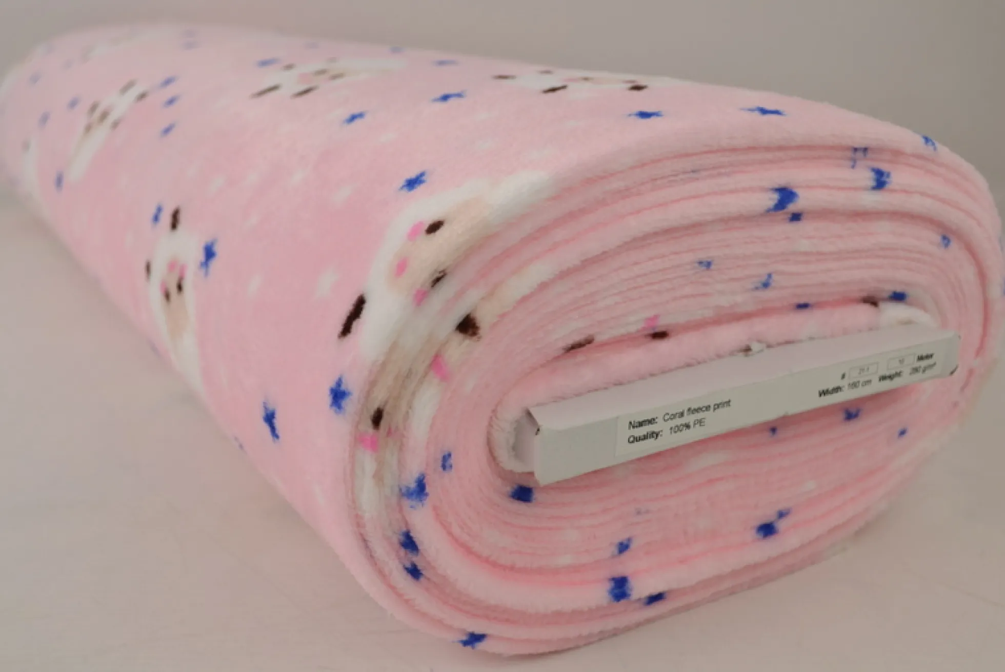 Coral Fleece – Sheeps & stars on pink