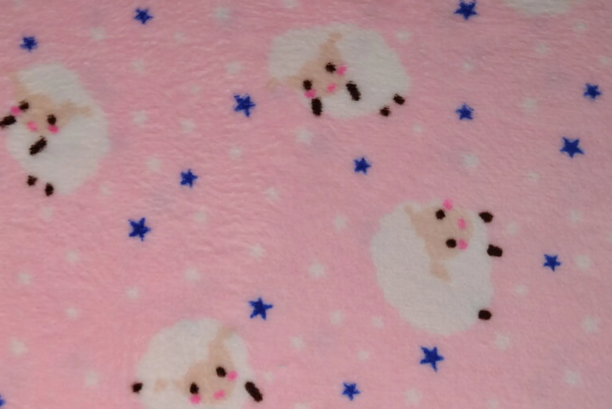 Coral Fleece – Sheeps & stars on pink