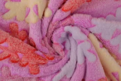 Coral Fleece – Snowflakes pink rainbow
