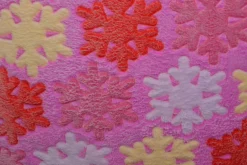 Coral Fleece – Snowflakes pink rainbow