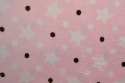 Coral Fleece – Stars & spots on pink