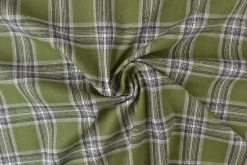 Coupon 55cm x 150cm | Flanel ruit – Mosgroen, lichtgrijs, gebroken wit & zwart