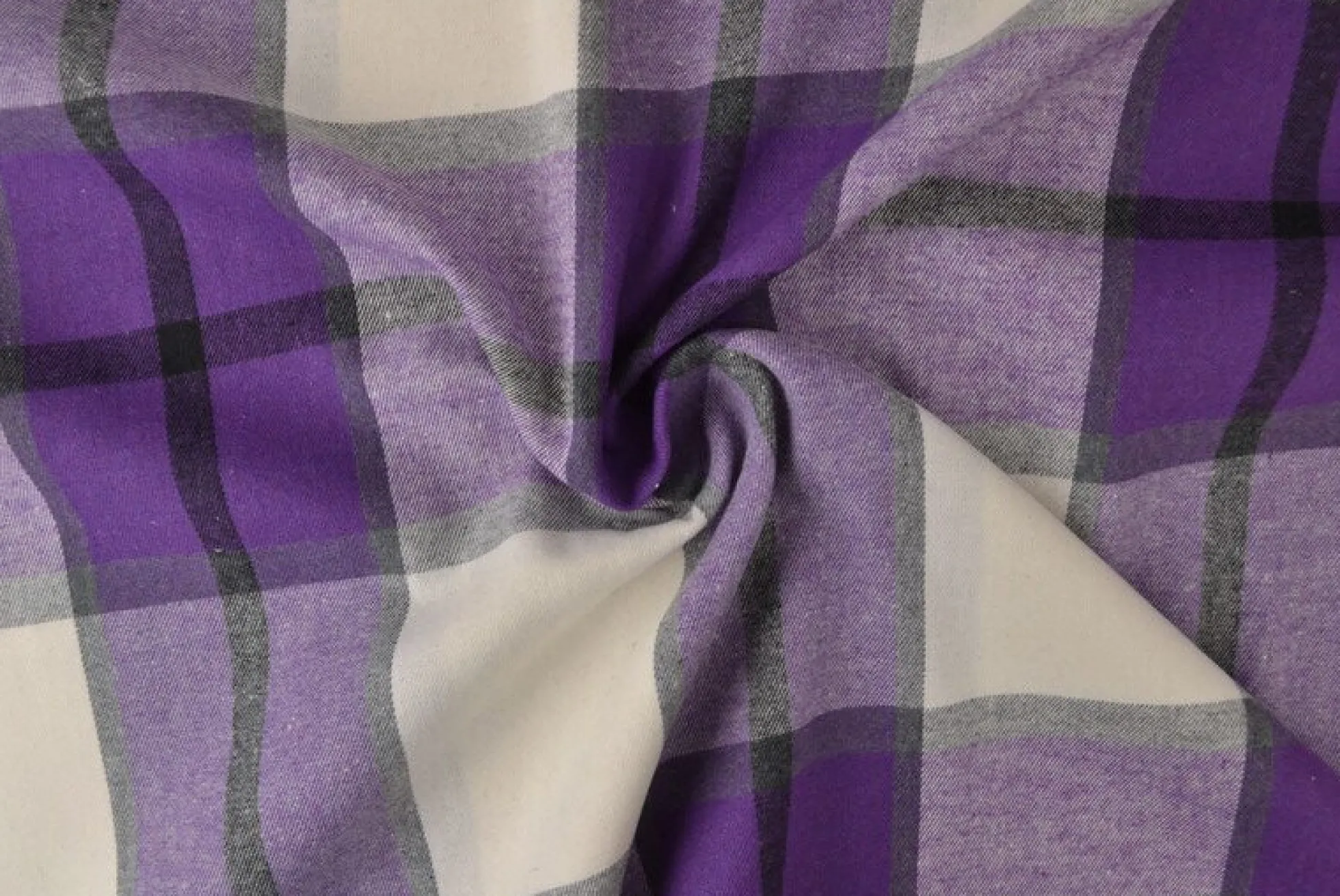 Coupon 130cm x 150cm | Flanel ruit – Paars, gebroken wit & zwart
