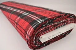 Coupon 180cm x 150cm | Flanel ruit – Rood, zwart & wit