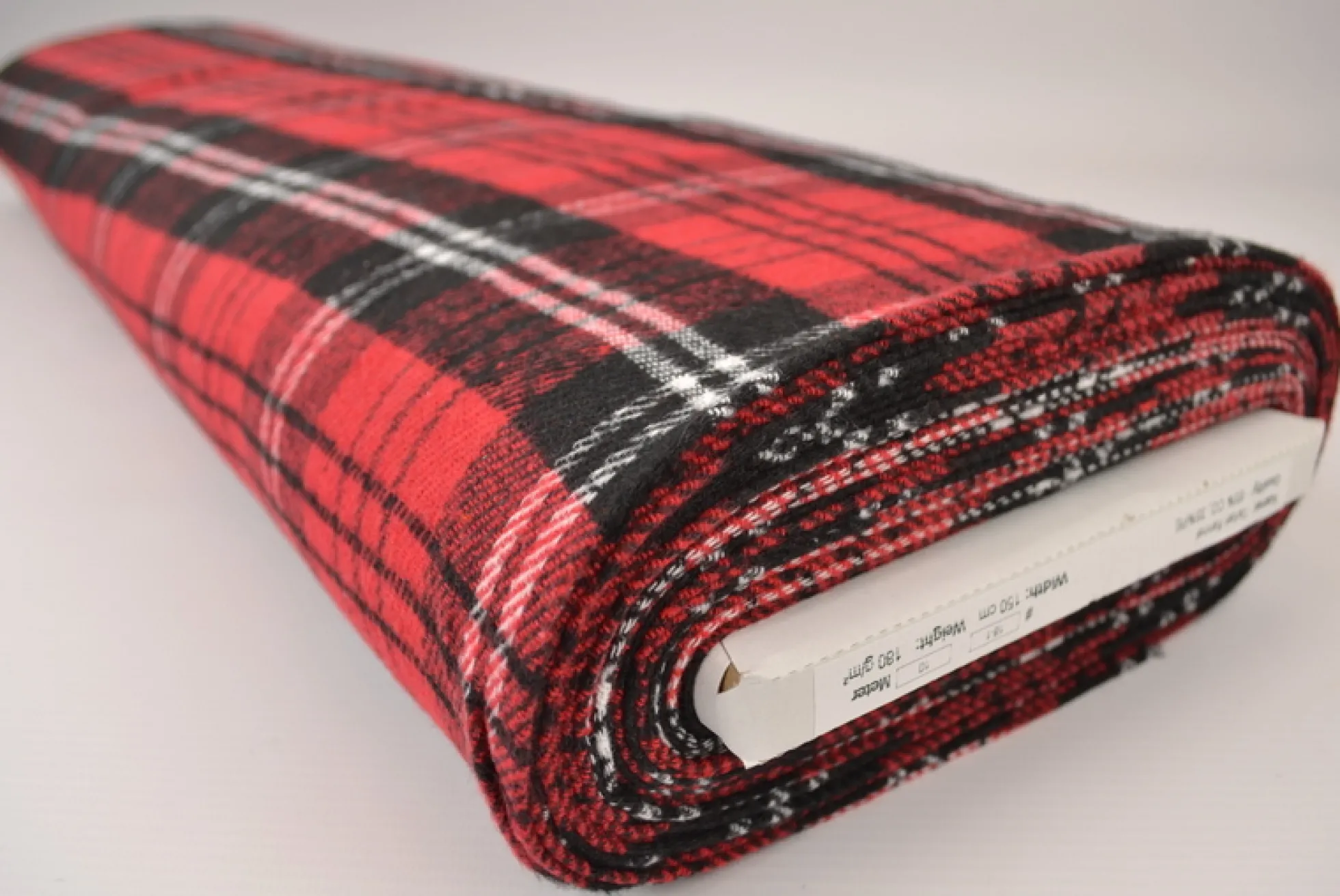 Coupon 180cm x 150cm | Flanel ruit – Rood, zwart & wit