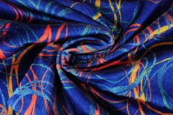 Coupon 100cm x 150cm | Fluweel stretch – Circles on Cobalt
