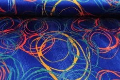 Coupon 100cm x 150cm | Fluweel stretch – Circles on Cobalt