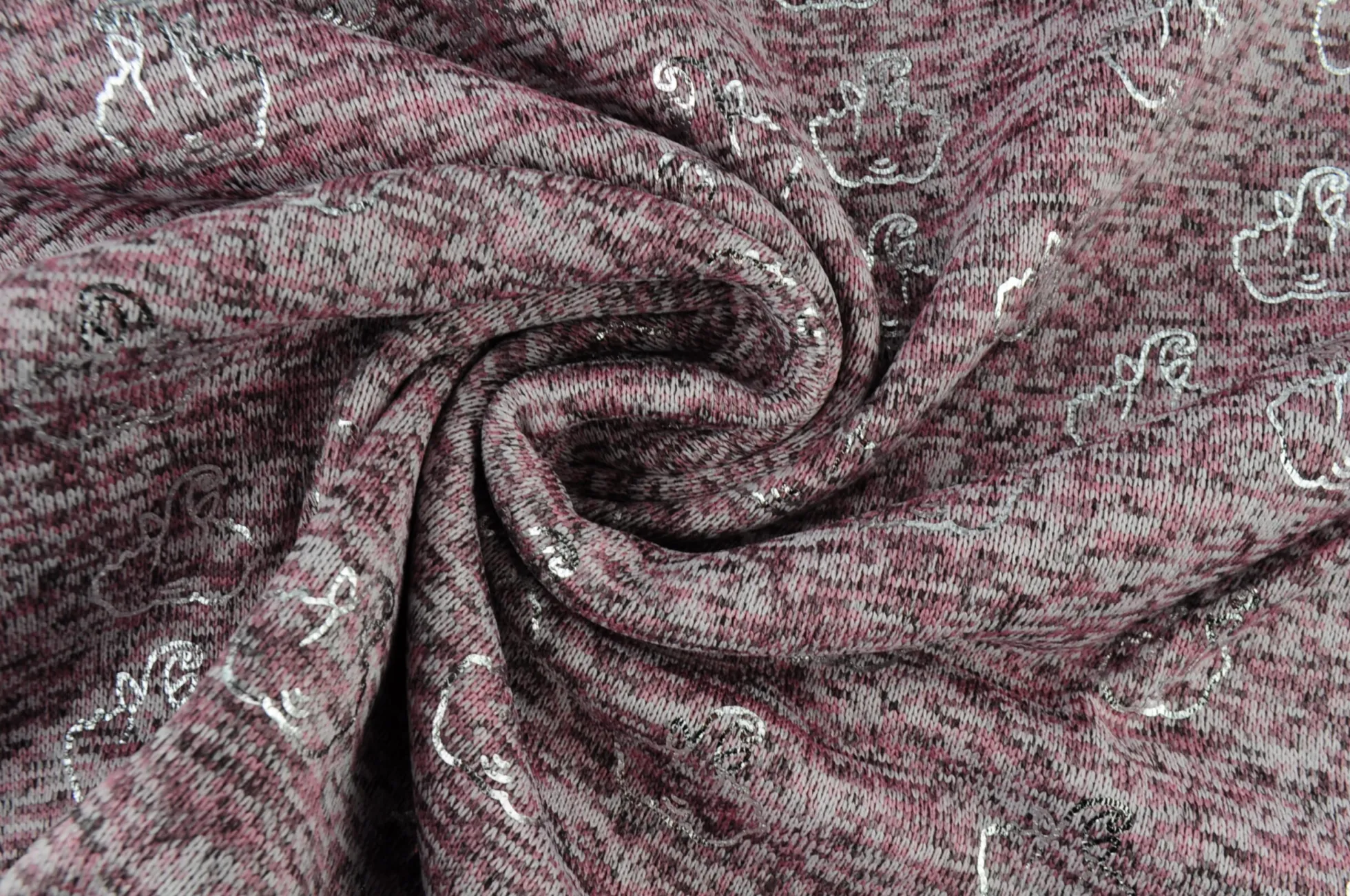 Coupon 115cm x 160cm | Gebreide sweaterstof – Oudroze olifantjes