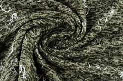 Coupon 145cm x 160cm | Gebreide sweaterstof – Mosgroen olifantjes