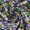 Coupon 170cm x 150cm | Katoen poplin  – Retro bloemenprint paars en geel op navy