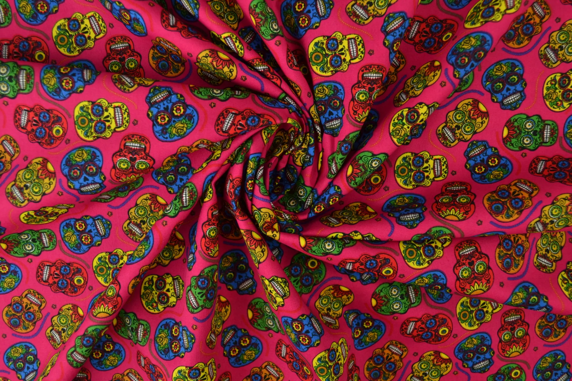 Coupon 120cm x 150cm | Katoen poplin – Schedel fuchsia