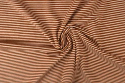 Coupon 150cm x 160cm | Katoen tricot soft touch – Dark ocher & off-white stripes