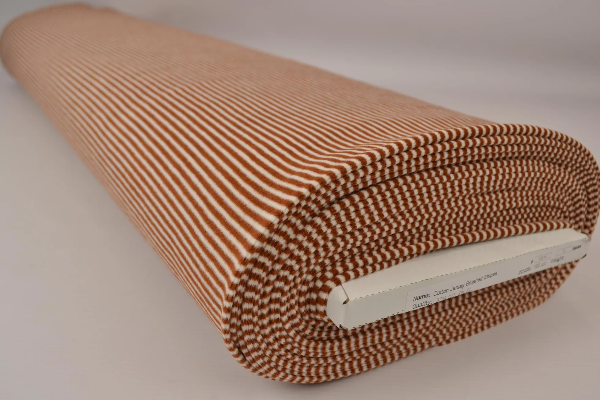Coupon 150cm x 160cm | Katoen tricot soft touch – Dark ocher & off-white stripes