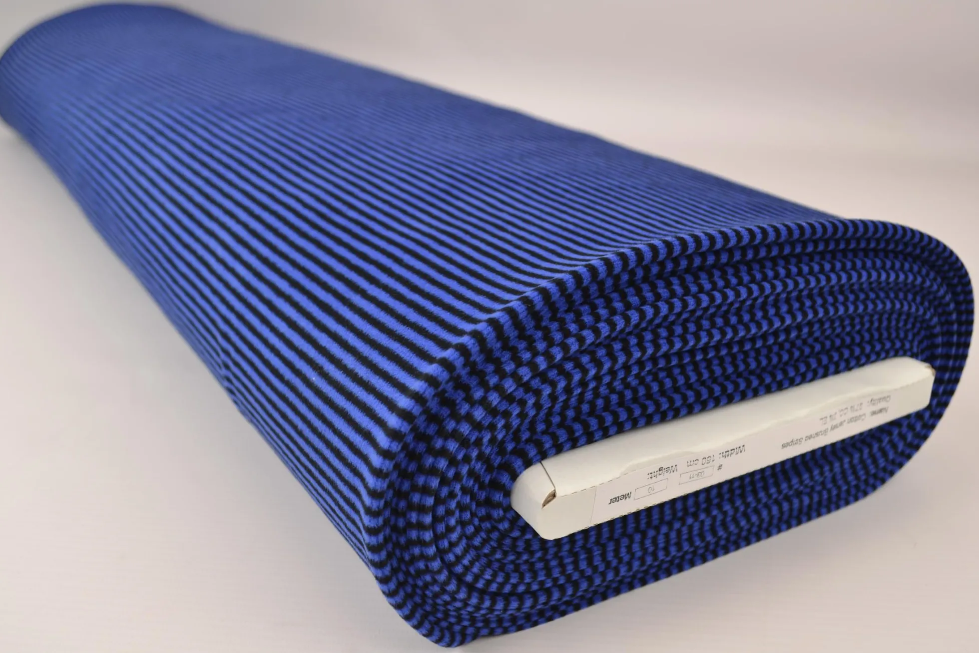 Coupon 90cm x 160cm | Katoen tricot soft touch – Cobalt blue & black stripes