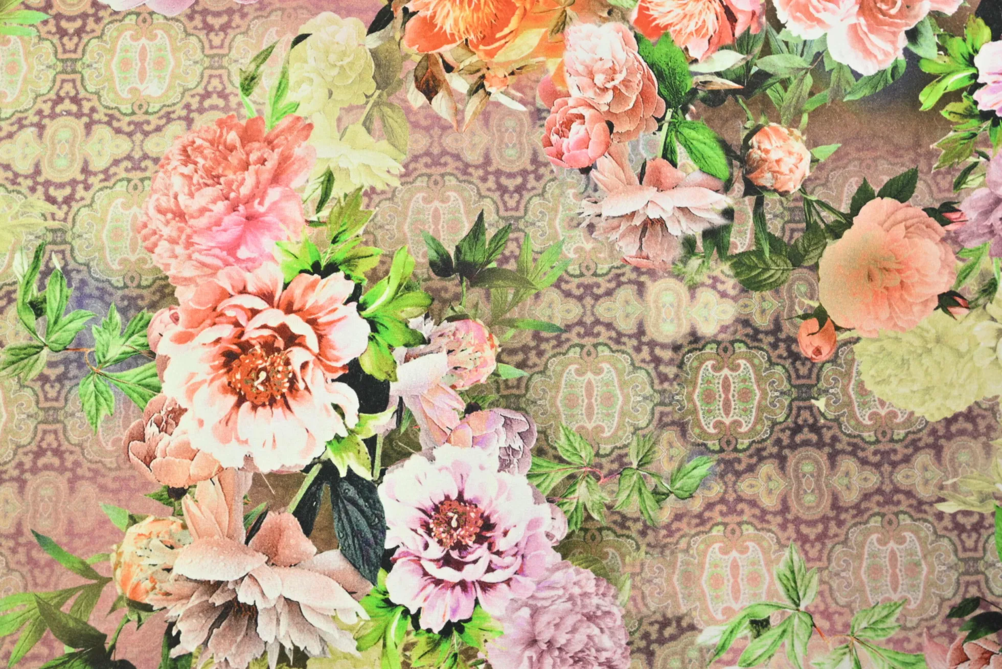 Coupon 130cm x 150cm | Katoen tricot – Vintage Rose Floral Tapestry