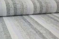Coupon 125cm x 140cm | Pantalonstof – Wit gestreept melange met linnen