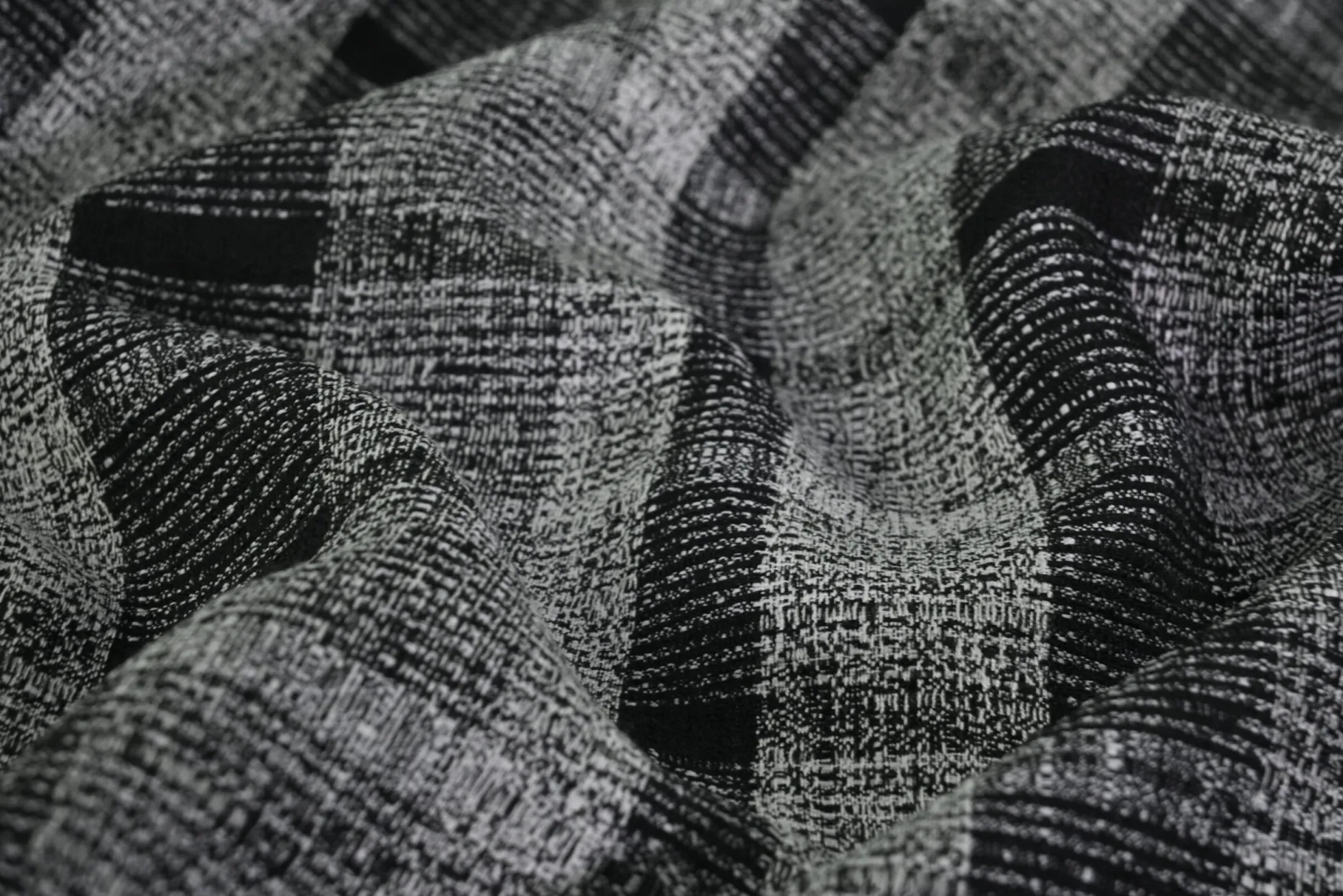 Coupon 70cm x 150cm | Pantalonstof – Zwart geruit melange met linnen