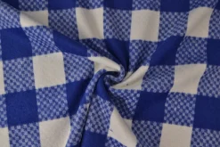 Coupon 60cm x 150cm | Wollen stof – Blauw / wit ruit
