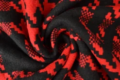 Coupon 100cm x 150cm | Wollen stof – Zwart & rood Prince de Galles ruit