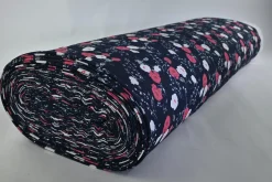 Crêpe / bubble chiffon – Pink roses on navy