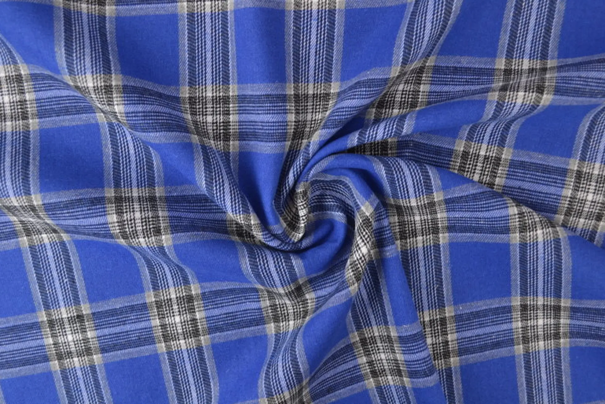Flanel ruit – Blauw, gebroken wit, lichtgrijs & zwart
