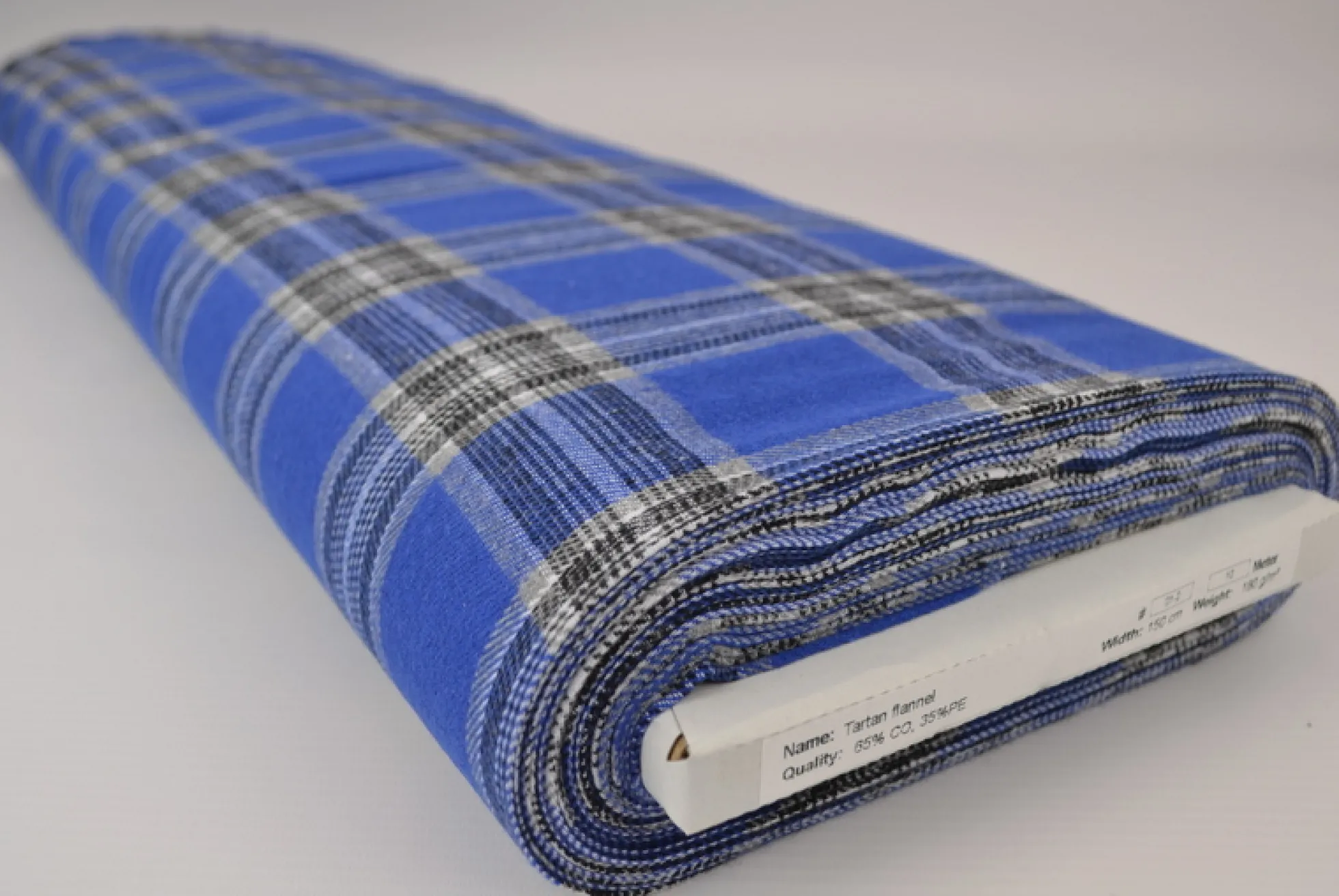Flanel ruit – Blauw, gebroken wit, lichtgrijs & zwart