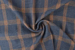 Flanel ruit – Donker denim melange & cognac