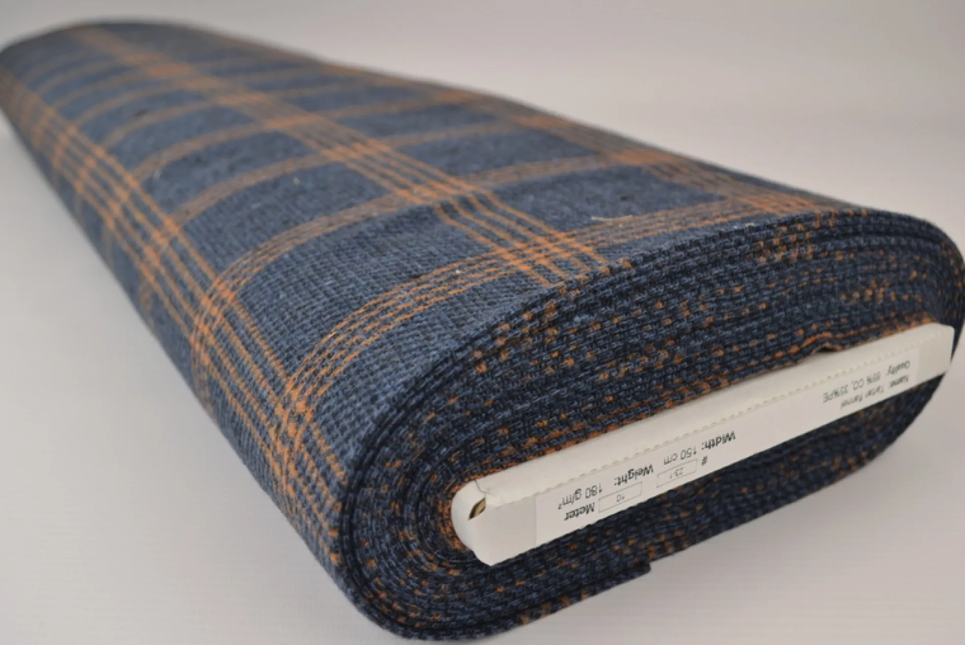 Flanel ruit – Donker denim melange & cognac