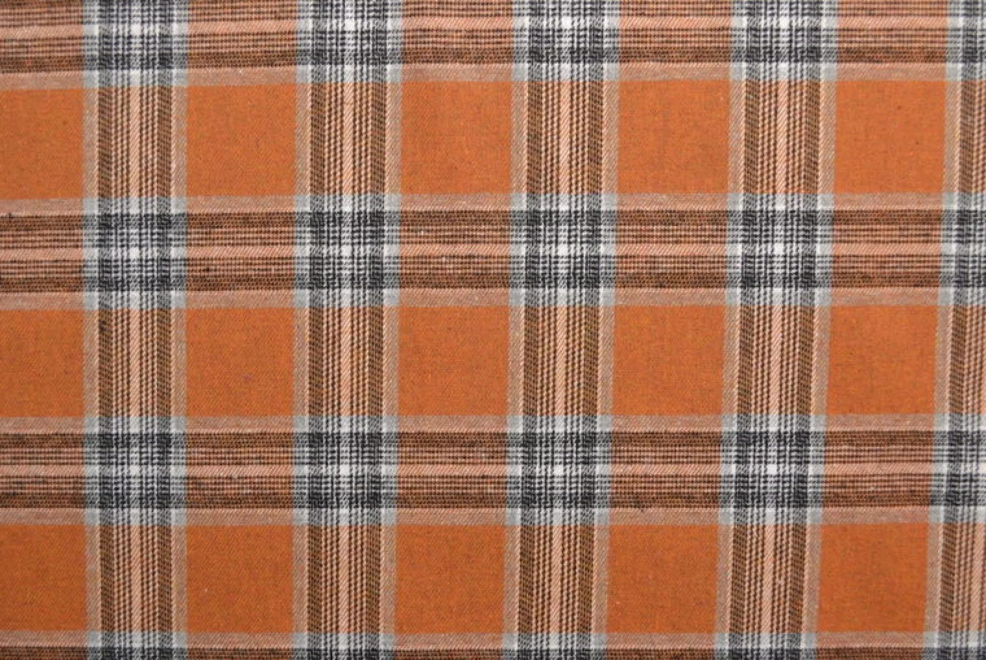 Flanel ruit – Donker oker, gebroken wit, lichtgrijs & zwart