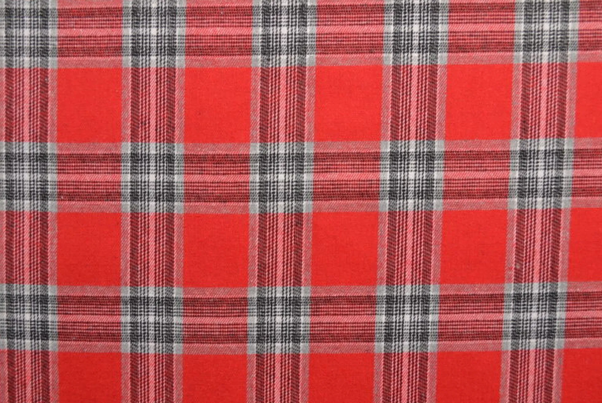 Flanel ruit – Rood, gebroken wit, lichtgrijs & zwart
