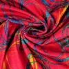 Fluweel stretch – Circles on red