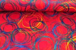 Fluweel stretch – Circles on red