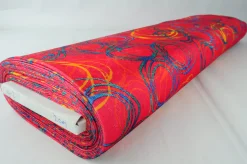 Fluweel stretch – Circles on red