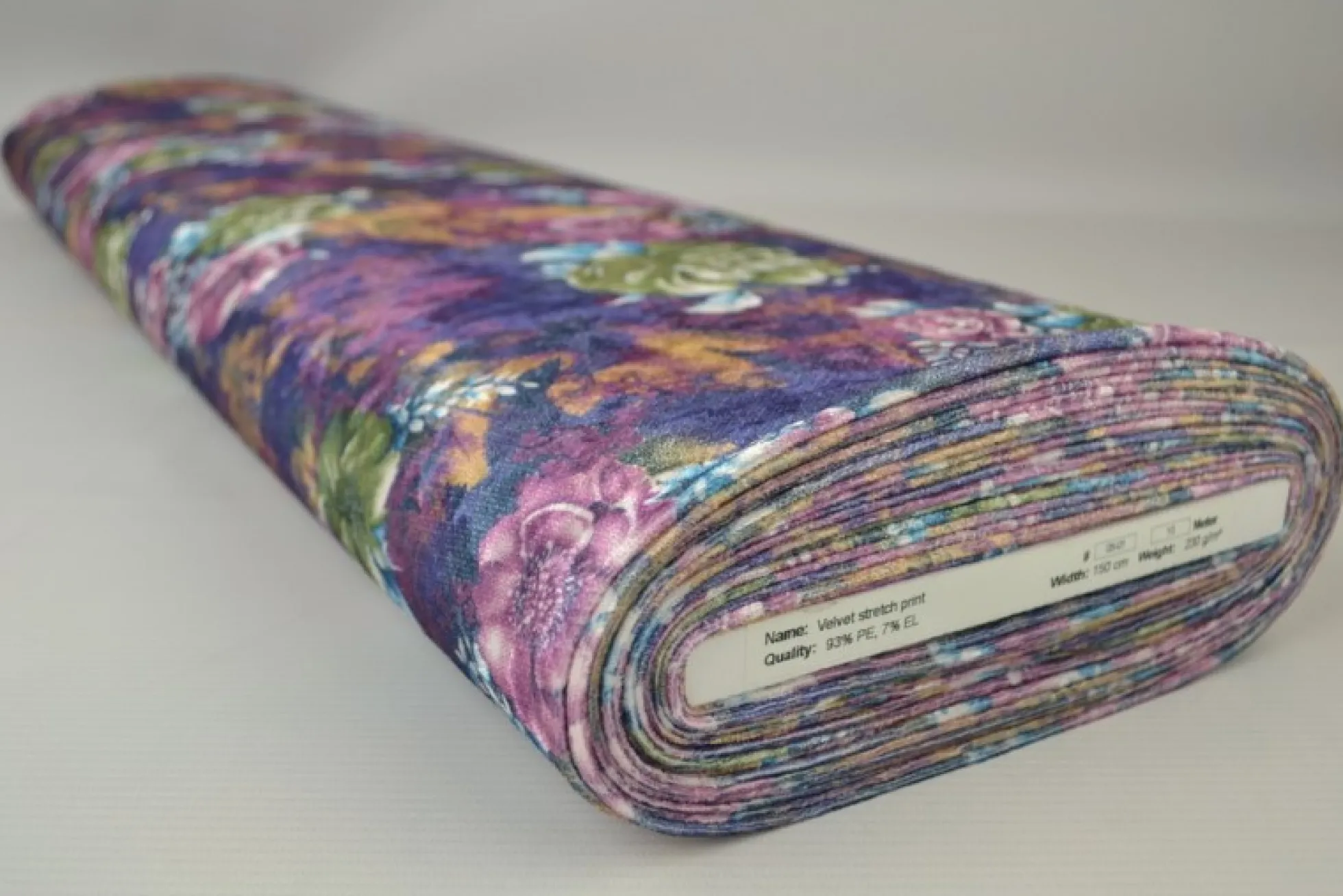Fluweel stretch – Lila colored flowers