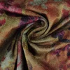 Fluweel stretch – Orange colored flower checkered woven