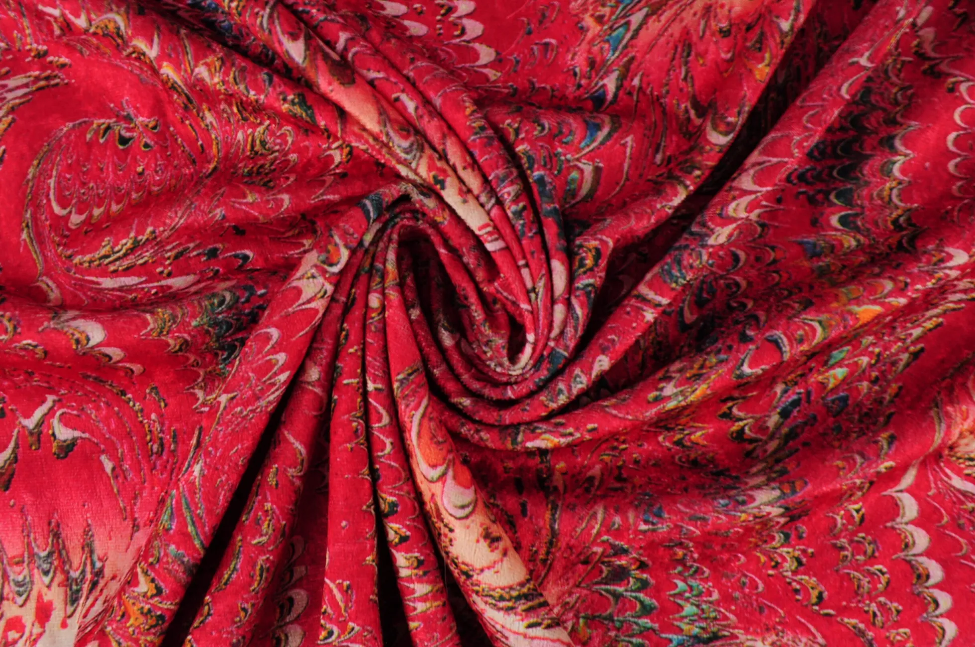 Fluweel stretch – Peacock red