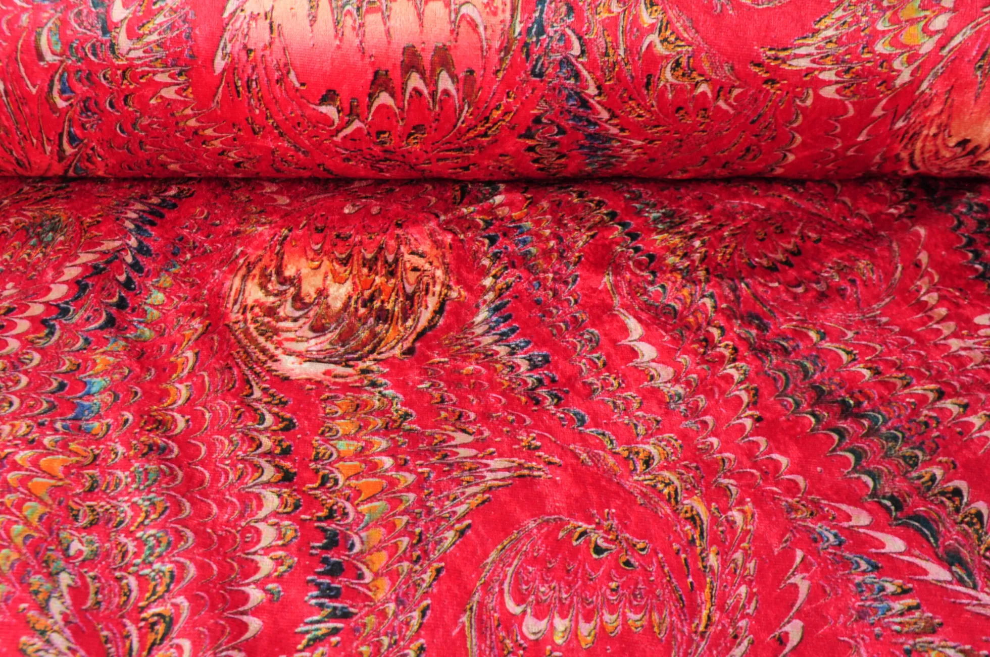 Fluweel stretch – Peacock red