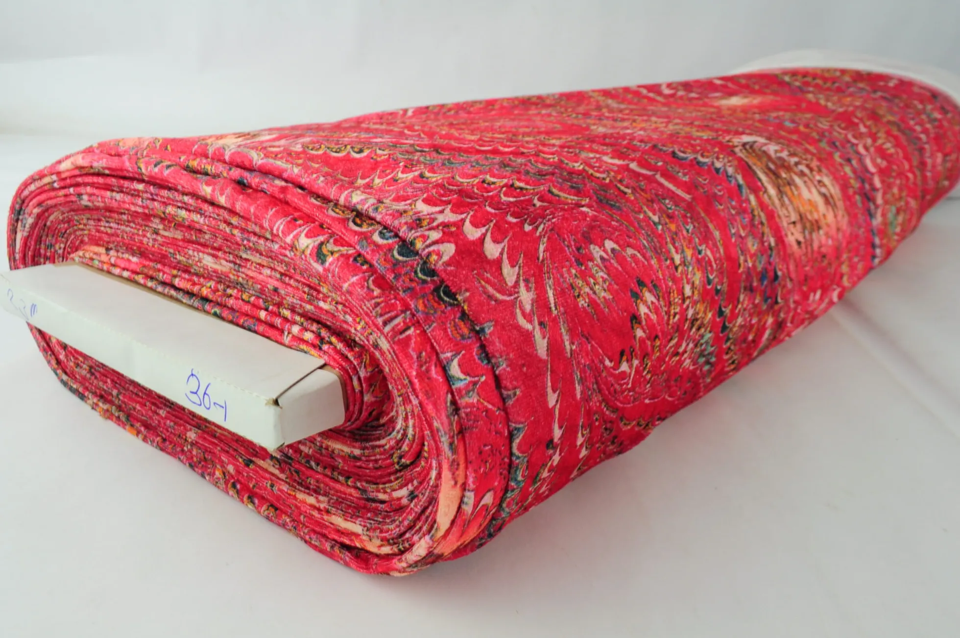 Fluweel stretch – Peacock red
